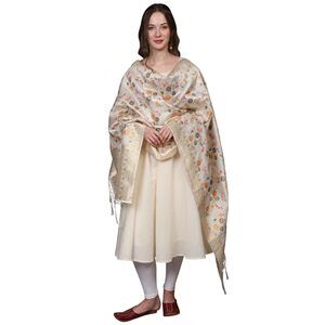 6114 Women's Art Silk Dupatta With All Over Brocaded Beautiful Floral